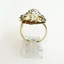 Load image into Gallery viewer, 10k yellow gold lion head zodiac Leo men's Ring diamond cut fine jewelry Size 9