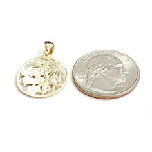 Load image into Gallery viewer, New 14k yellow Gold happy Mothers day round Pendant 0.72" gift fine jewelry 1.9g