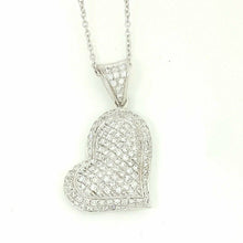 Load image into Gallery viewer, 14k white Gold 0.28Ct Diamond heart necklace gift for her 18" adjustable chain