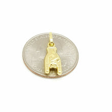 Load image into Gallery viewer, New 14K Yellow Gold 3D hollow Mano Cornuto horn Hand Sign Charm pendant 0.8g