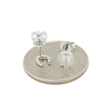 Load image into Gallery viewer, 14k white Gold 0.06Ct Diamond horseshoe stud Earrings gift Push Back Fastening