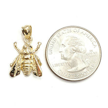 Load image into Gallery viewer, New 14k yellow Gold solid honey bee Pendant charm gift fine jewelry 1.9g
