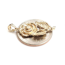 Load image into Gallery viewer, New 14k yellow solid Gold rose flower Pendant charm gift fine jewelry 3.4g