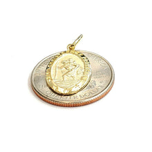 Load image into Gallery viewer, 14k yellow gold oval saint Christopher pendant charm fine religious jewelry 2.4g