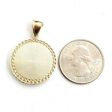 Load image into Gallery viewer, 10k yellow gold round praying hands pendant charm diamond cut jewelry 0.96" 4.1g