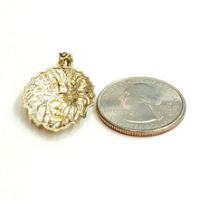 Load image into Gallery viewer, 14k yellow solid Gold lion Leo head face Pendant charm fine gift jewelry 3.1g