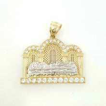 Load image into Gallery viewer, 14k two tone gold last supper pendant charm with zirconia religious jewelry 4.7g