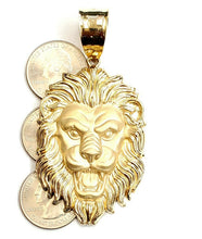 Load image into Gallery viewer, 14k yellow solid Gold big lion Leo head face Pendant charm fine jewelry 23.7g