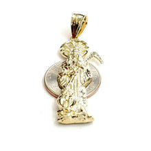 Load image into Gallery viewer, 10k yellow gold Santa Muerte holy death Pendant fine gift jewelry unisex 5.4g