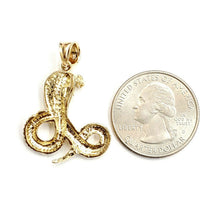 Load image into Gallery viewer, 14k yellow gold cobra snake reptile Pendant charm diamond cut fine jewelry 4.5g