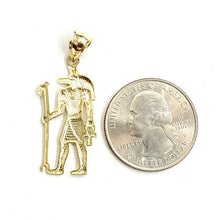Load image into Gallery viewer, 10k yellow Gold Egypt jackal god Anubis holding Ankh Pendant fine jewelry 1.6g
