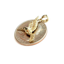 Load image into Gallery viewer, New 14k yellow Gold solid 3D Hummingbird Pendant charm gift fine jewelry 2g