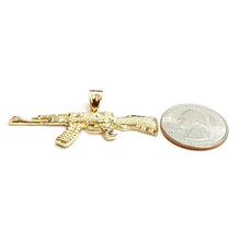 Load image into Gallery viewer, 14k yellow Gold AK-47 machine gun military rifle Pendant charm fine gift 4.3g