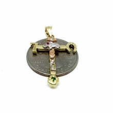 Load image into Gallery viewer, New 14k gold multi color cross good luck pendant religious gift jewelry 2.8g