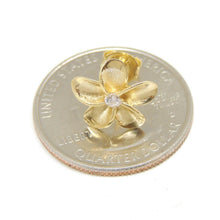 Load image into Gallery viewer, New 14k yellow Gold Hawaiian flower Earring Push Back Fastening with zirconia 2g