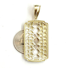 Load image into Gallery viewer, 10k yellow gold nugget razor blade pendant charm diamond cut fine Jewelry 6.7g