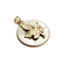 Load image into Gallery viewer, New 14k yellow gold solid maple leaf pendant charm gift fine jewelry 1.4g
