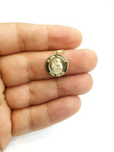Load image into Gallery viewer, New 14k yellow gold round saint Jude Judah Thaddeus pendant religious 0.59" 2g
