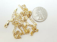 Load image into Gallery viewer, Men's Women's 14K two-tone Gold hollow Figaro Link Chain jewelry 3.4mm 24" 5.3g