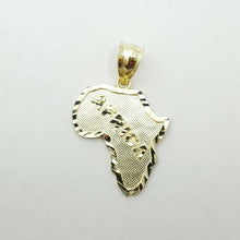 Load image into Gallery viewer, 10k yellow gold Africa continent outline map pendant charm fine gift unisex 1.7g