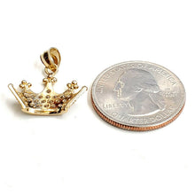 Load image into Gallery viewer, 14k yellow gold tiara crown pendant cubic zirconia fine jewelry gift 1.7g