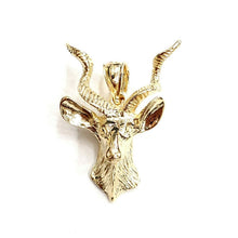 Load image into Gallery viewer, 14k yellow Gold 3D deer buck male head Hunting Pendant charm gift jewelry 4.7g