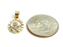 Load image into Gallery viewer, 14k tri color solid Gold oval flower Pendant charm fine women gift jewelry 1g