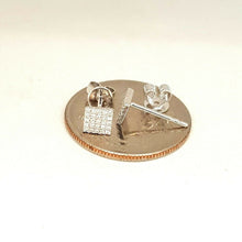 Load image into Gallery viewer, New 14k White Gold 0.11Ct Round Diamond square stud Earrings Push Back Fastening