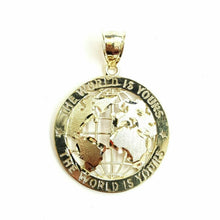 Load image into Gallery viewer, 10k yellow gold round globe planet earth world map pendant fine gift 1.34" 4.5g