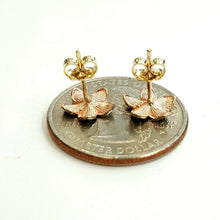 Load image into Gallery viewer, 14k multi color Gold Hawaiian flower Earring jewelry Push Back Fastening 1.1g