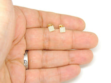 Load image into Gallery viewer, 14k yellow Gold 0.11Ct Round Diamond square stud Earrings Push Back Fastening