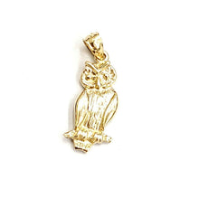 Load image into Gallery viewer, New 14k yellow gold owl bird good luck pendant charm gift fine jewelry 1.9g