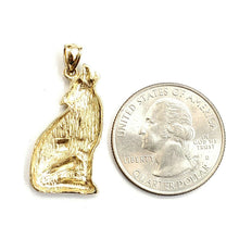 Load image into Gallery viewer, 14k yellow Gold howling wolf full body animal Pendant charm fine jewelry 3.4g
