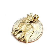 Load image into Gallery viewer, 14k yellow Gold howling wolf full body animal Pendant charm fine jewelry 2.3g