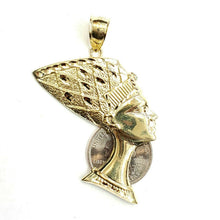 Load image into Gallery viewer, 10k yellow solid Gold Egyptian Nefertiti head Pendant fine gift jewelry 10.3g