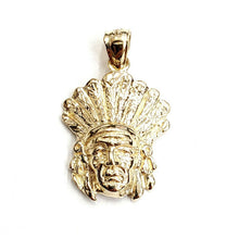 Load image into Gallery viewer, New 14k solid yellow Gold Chief face head Pendant fine jewelry 2.6g