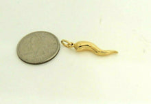 Load image into Gallery viewer, New 14k yellow gold 3D hollow horn pendant charm fine gift jewelry unisex 1.2g
