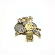 Load image into Gallery viewer, 14k gold two tone saint Michael pendant charm religious jewelry zirconia 5.6g