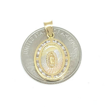 Load image into Gallery viewer, 14k gold oval virgin Mary Guadalupe pendant charm religious gift jewelry 1.3g