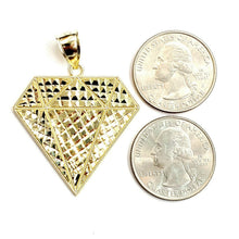 Load image into Gallery viewer, 10k yellow gold diamond shape pendant charm fine gift jewelry diamond cut 5.6g