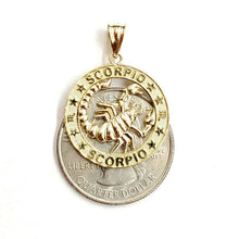 Load image into Gallery viewer, 14k yellow Gold scorpion zodiac sign round Pendant charm fine gift jewelry 2.8g