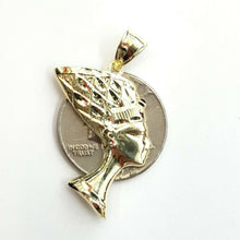 Load image into Gallery viewer, 10k yellow solid Gold Egyptian Nefertiti head queen Pendant fine jewelry 2.8g