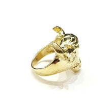 Load image into Gallery viewer, 10k yellow gold bull head zodiac Taurus men's Ring diamond cut jewelry Size 9