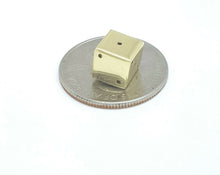 Load image into Gallery viewer, 14k yellow Gold 3D hollow dice Pendant charm gamble gift sport fine jewelry 1.6g