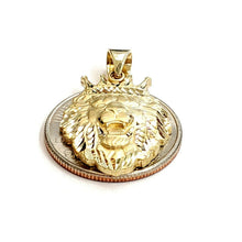 Load image into Gallery viewer, 14k yellow Gold lion head face crown Leo zodiac Pendant charm fine jewelry 4.2g