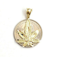 Load image into Gallery viewer, New 10k yellow gold marijuana leaf weed pendant diamond cut medical jewelry 1.6g