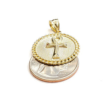 Load image into Gallery viewer, 10k yellow gold round Egyptian ankh cross pendant religious fine jewelry 3.6g