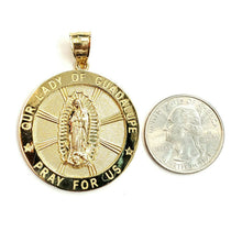 Load image into Gallery viewer, 10k yellow gold round virgin Mary Guadalupe pendant charm fine gift 1.44" 8.1g