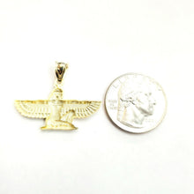 Load image into Gallery viewer, New 10k yellow solid Gold Egyptian isis winged goddess Pendant fine jewelry 2.3g