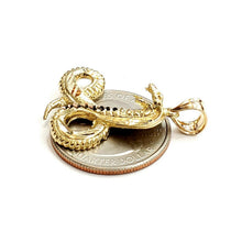 Load image into Gallery viewer, 14k yellow gold cobra snake reptile Pendant charm diamond cut fine jewelry 4.5g